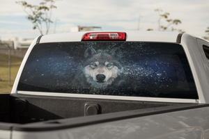 Truck Decal Back Window - Wolf in the Dark - perforated vinyl TBW035