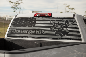 Truck Decal Back Window - Hunting Life - perforated vinyl TBW019
