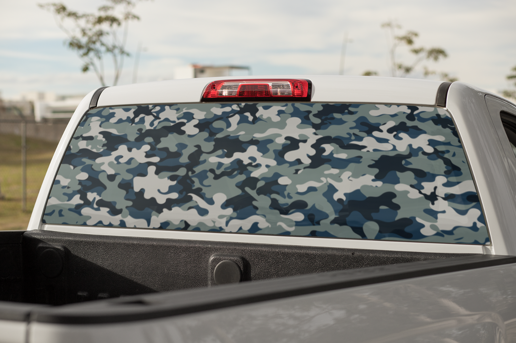 Truck Decal Back Window - Military Camo - perforated vinyl TBW051