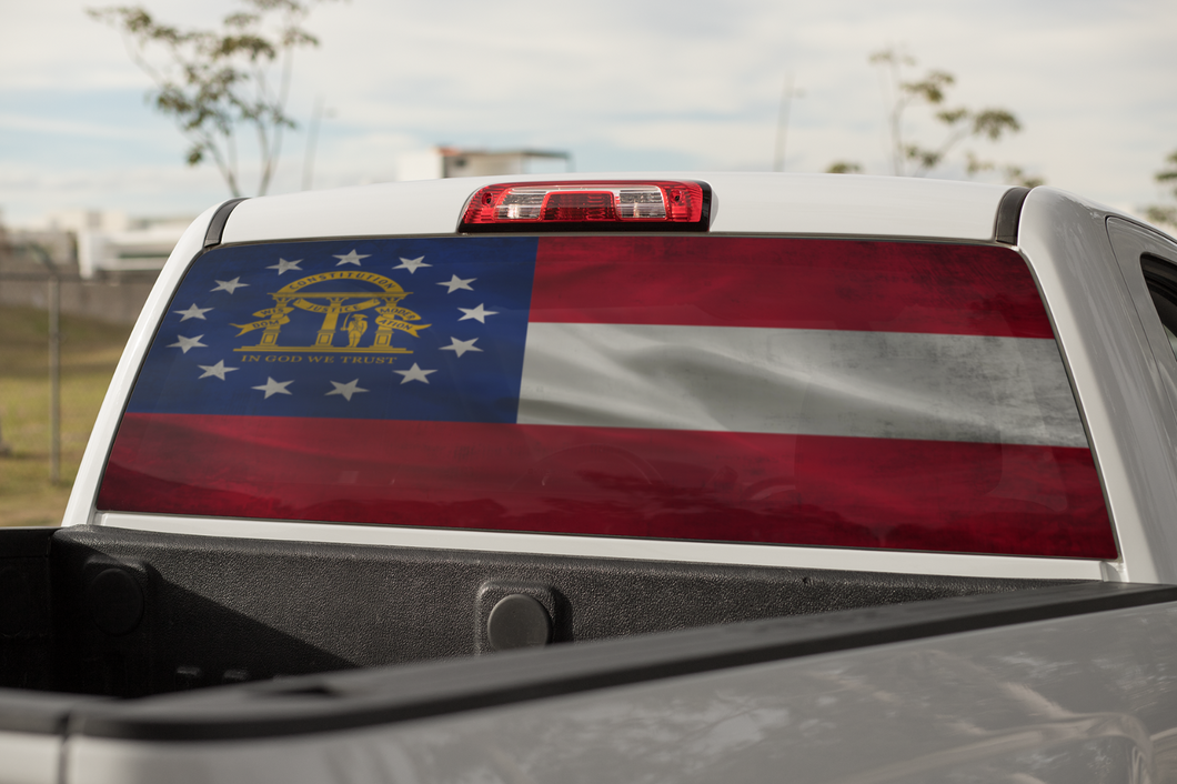 Truck Decal Back Window - Georgia State Flag - perforated vinyl TBW028