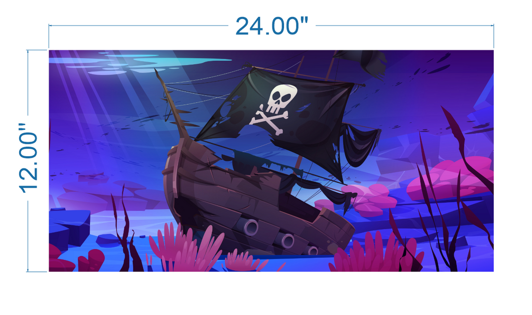 Aquarium Background Pirate Ship Underwater  - vinyl graphic adhesive AQ0029