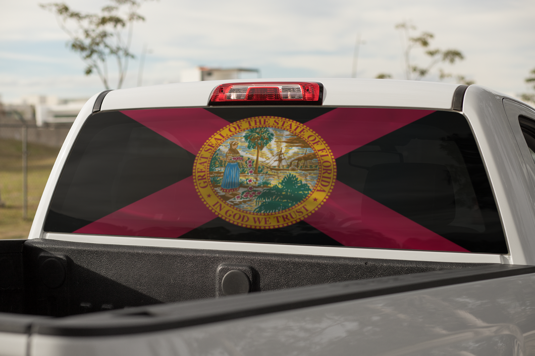 Truck Decal Back Window - Black Out Florida State Flag - perforated vinyl TBW024