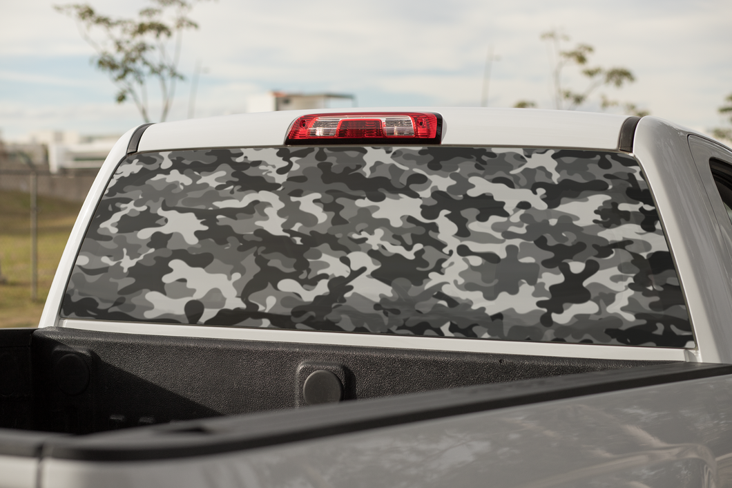 Truck Decal Back Window - Military Camo 3 - perforated vinyl TBW053