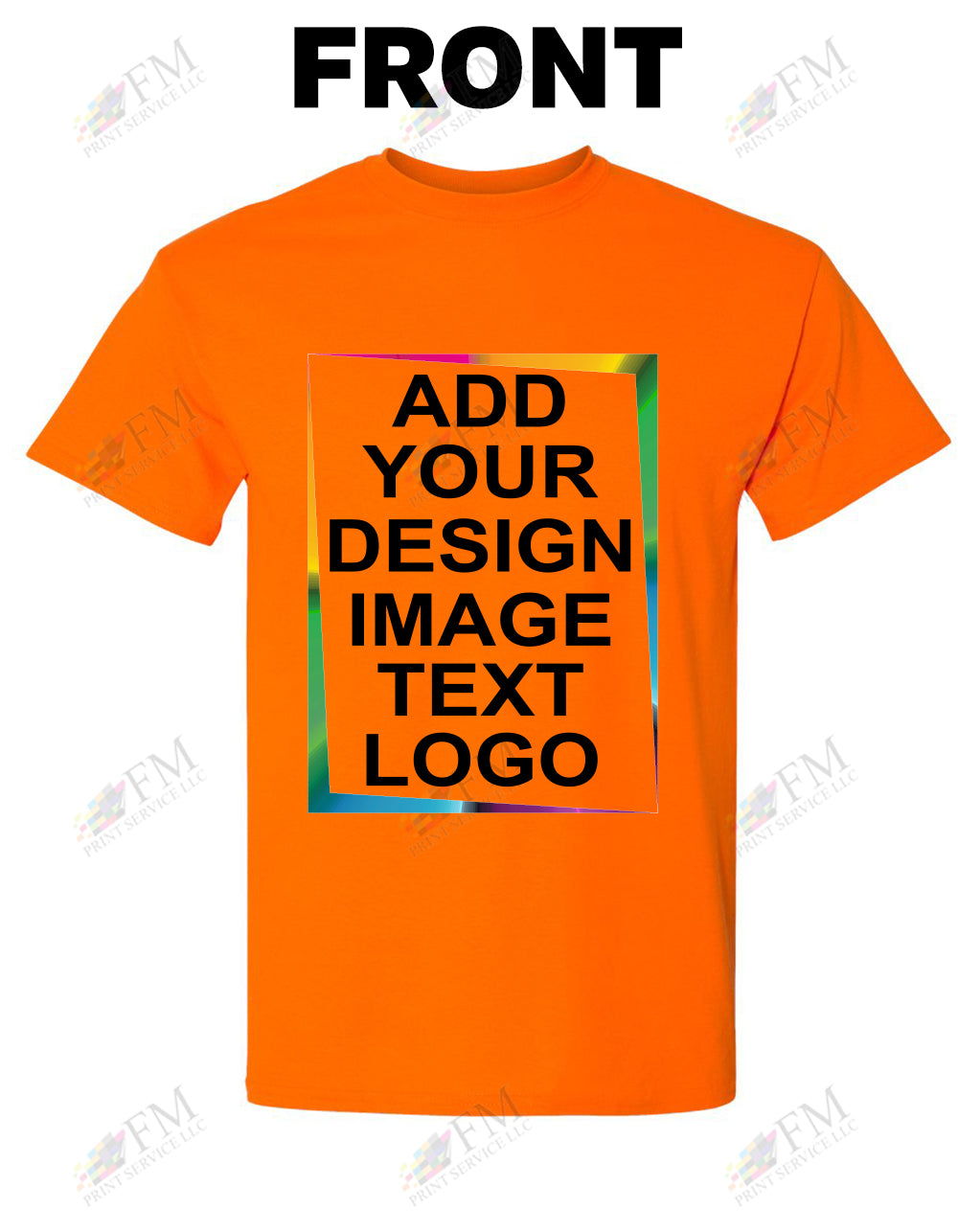 Safety Orange Custom Print T-Shirt
