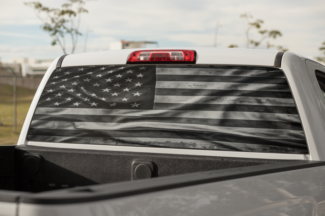 Truck Decal Back Window - American Flag - perforated vinyl TBW001-B