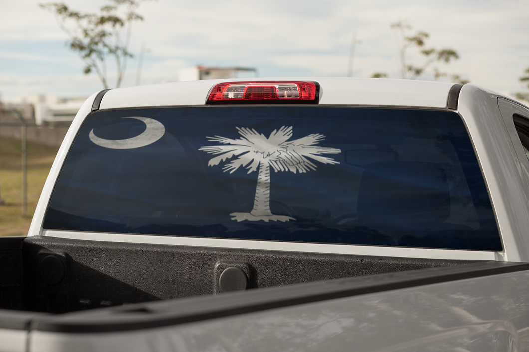 Truck Decal Back Window - South Carolina State Flag - perforated vinyl TBW032