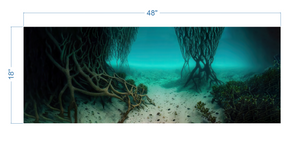 Aquarium Background Underwater Roots & Sand - vinyl graphic adhesive AQ0035