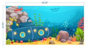 Aquarium Background Cartoon Underwater Landscape2- vinyl graphic adhesive AQ0023