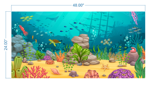 Aquarium Background Cartoon Underwater Landscape - vinyl graphic adhesive AQ0020