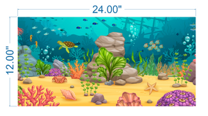 Aquarium Background Cartoon Underwater Landscape - vinyl graphic adhesive AQ0020