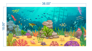 Aquarium Background Cartoon Underwater Landscape - vinyl graphic adhesive AQ0020