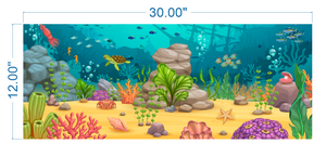 Aquarium Background Cartoon Underwater Landscape - vinyl graphic adhesive AQ0020